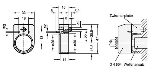 Ganter 954.1 ZWISCHENPLATTE (FÜR GN 954) - Ganter GN 954-1 Zwischenplatte