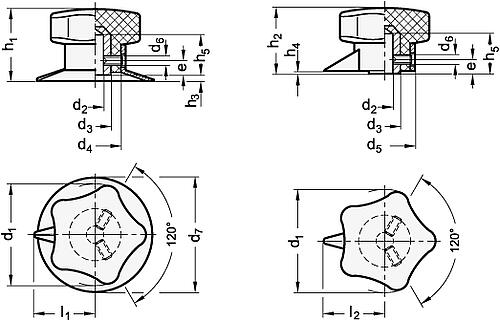 Ganter 5338-32-B6-S ELESA EINSTELLGRIFF - GN 5338 Einstellgriffe - Kunststoff-Skizze
