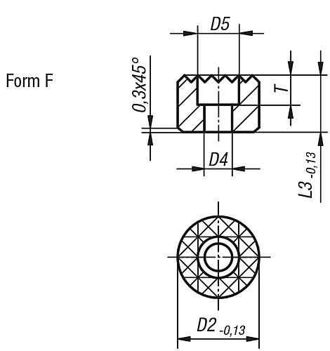 Norelem 07113-11210 GRIPPER RUND M. SENKBOHRUNG FORM F D2=12, L3=10 - Norelem 07113-F Grippers und Einsaetze rund mit Senkbohrung - Form F