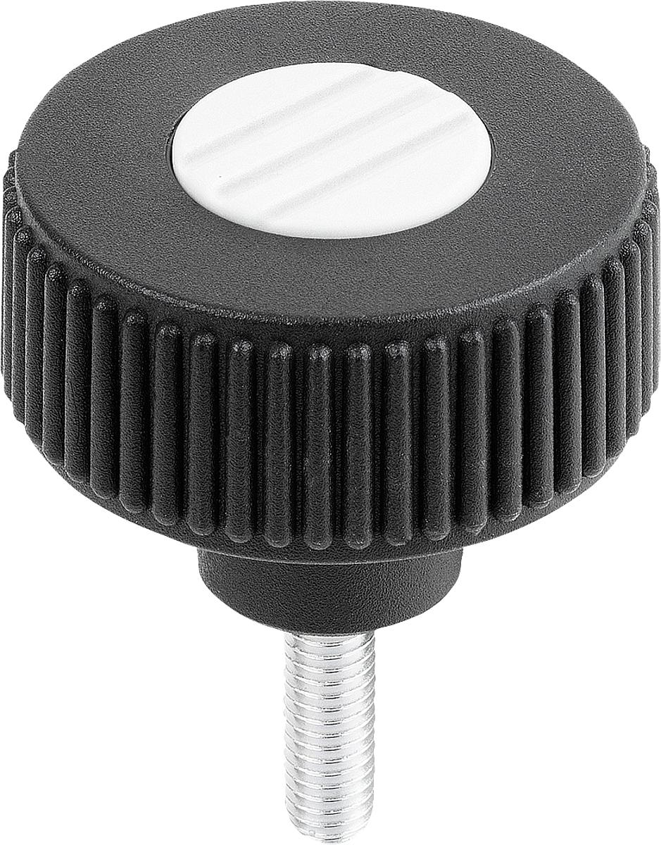 Kipp K0260.51065X20 NOVO.GRIP RÄNDELRAD  GR.1  FORM L, D=40  M6X20, DECKEL LICHTGRAU - K0260-51065X20 NOVO GRIP RAENDELRAD GR 1 FORM L - D 40 M6X20 - DECKEL LICHTGRAU