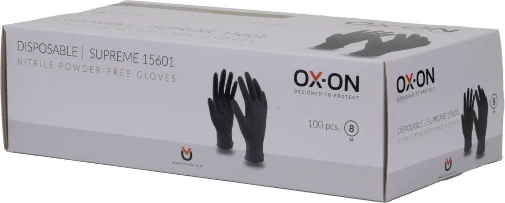 OX-ON 22477 Supreme Einweg-Handschuhe 15601, Größe S (7), Nitril, Farbe: schwarz, 100 Stück pro Box - OX-ON 15601 Supreme Einweg-Handschuhe, schwarz, für Werkstätten, Sanitaerarbeiten und Industrie-Abb3