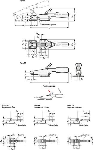 Ganter 850.2-1000-T Verschlussspanner, mit Verriegelung, für Zugspannung - GN 850-2 Verschlussspanner - mit Verriegelung - fuer Zugspannung-Abbildung
