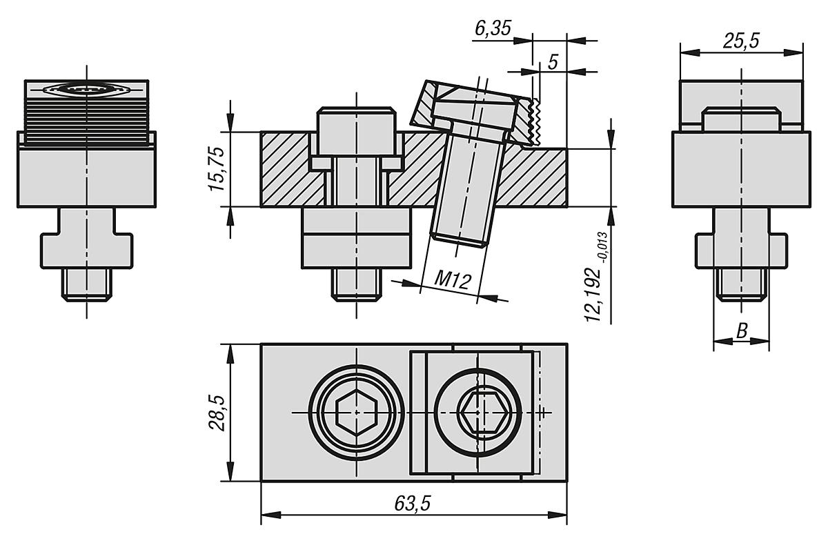 Norelem 04437-18 EXZENTER SPANNEINHEIT D=18, - NLM 04437 Exzenter Spanneinheiten - Massblatt
