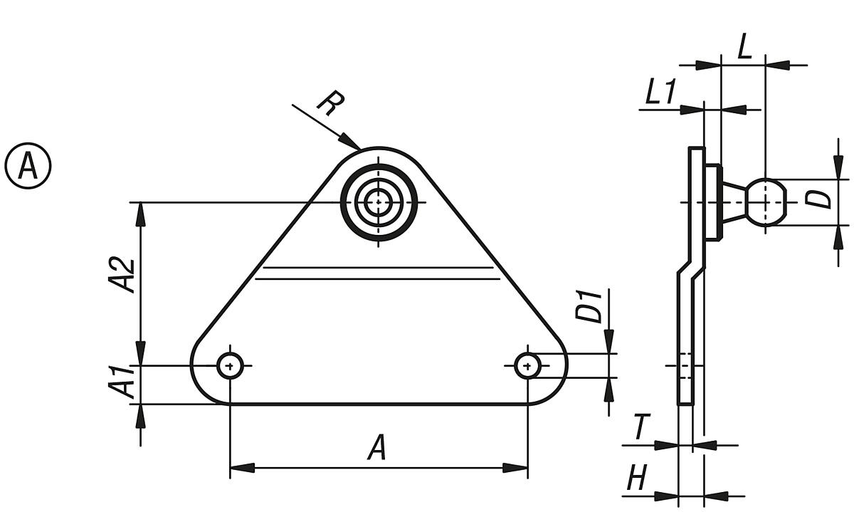 Norelem 27658-01330 SEITENBESCHLAG FORM A D=13 - NLM 27658-A Seitenbeschlaege Form A - Massblatt