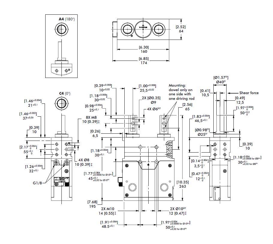 DESTACO 85D5-2C4L820H04 Doppelter Schubstangenspanner - DESTACO 85D5-2 Doppelter Schubstangenspanner-Skizze