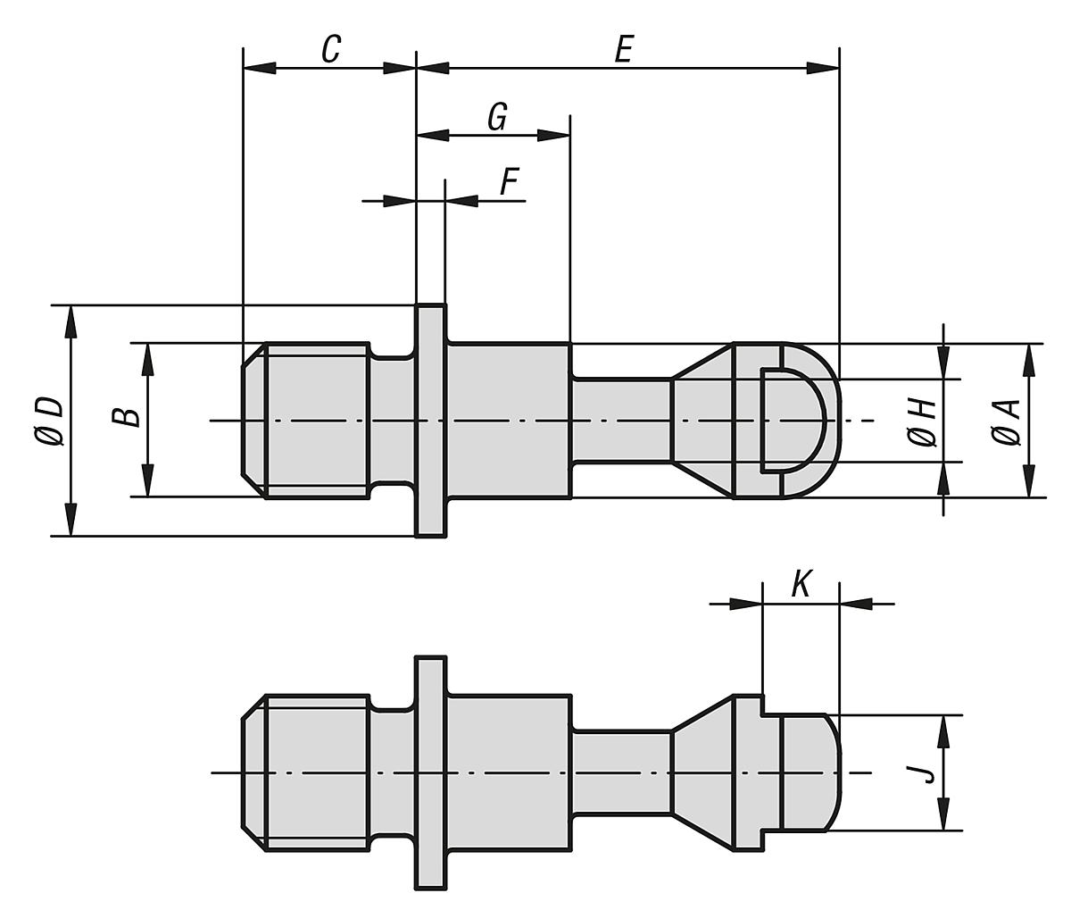 Kipp K0911.1520021 SPANNSCHRAUBE D=16, AUFNAHMEGEWINDE M20 - K0911 Spannschrauben - Heavy - Massblatt