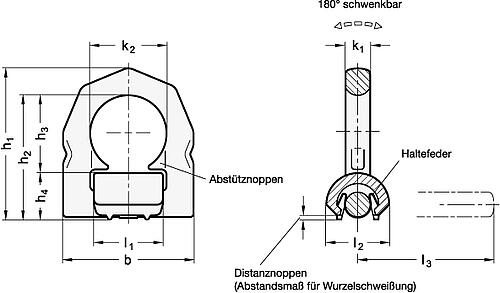 Ganter 587.1-115-A Lastbügel zum Anschweißen - GN 587-1 Lastbuegel zum Anschweissen-Skizze