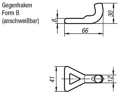 Kipp K0052.92000601 GEGENHAKEN ZU SPANNVERSCHLUSS, FORM B, STAHL - KIPP K0052-GHB Gegenhaken Form B