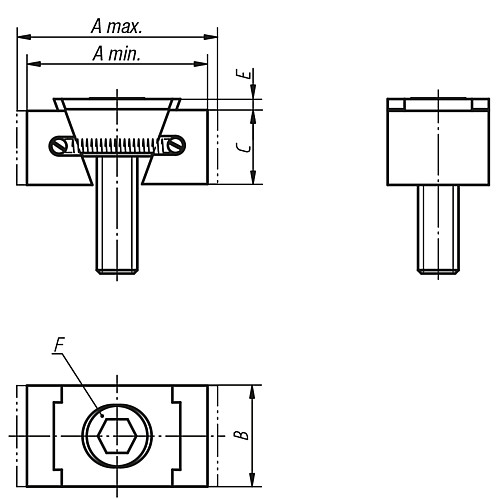 Norelem 04524-3110 KEILSPANNER M10 MIT BEARBEITUNGS , ZUGABE, B=28 - Norelem 04524 Keilspanner mit Bearbeitungszugabe