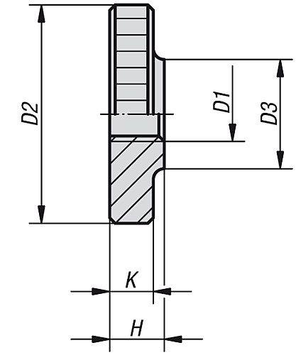 Kipp K0144.04 FLACHE RÄNDELMUTTER DIN 467 M4, - KIPP K0144 Flache Raendelmuttern aus Stahl und Ede