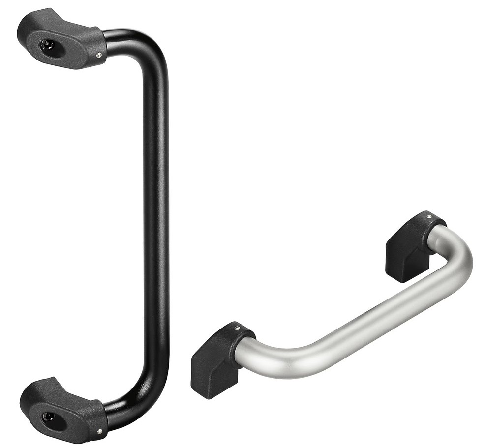 Leschhorn M3-30.A400.54   Maschinengriff abgewinkelt, frontseitige Schraubmontage A 300,  Schenkel schwarz / Rohr schwarz pulverbeschichtet Griff aus Einzelelementen, komplett montiert - LE M3 Griffserie abgewinkelte Maschinengriffe