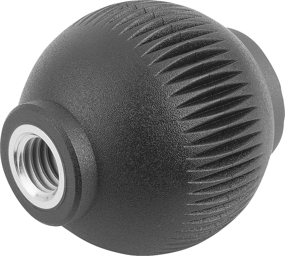 Kipp K0253.0412 NOVO.GRIP GRIFFKUGEL GR.4          EDELSTAHL, D=50, M12, DECKEL SCHWARZGRAU - K0253-0412 NOVO GRIP GRIFFKUGEL GR 4 EDELSTAHL - D 50 - M12 - DECKEL SCHWARZGRAU