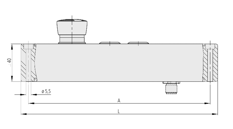 Leschhorn TG-20S.F120.36 Tastergehäuse mit 1 Not-Halt, A= 120mm, L= 136mm, Anschluss A: Stecker - LE 70054 TZ-Bemassung-Tastergehaeuse