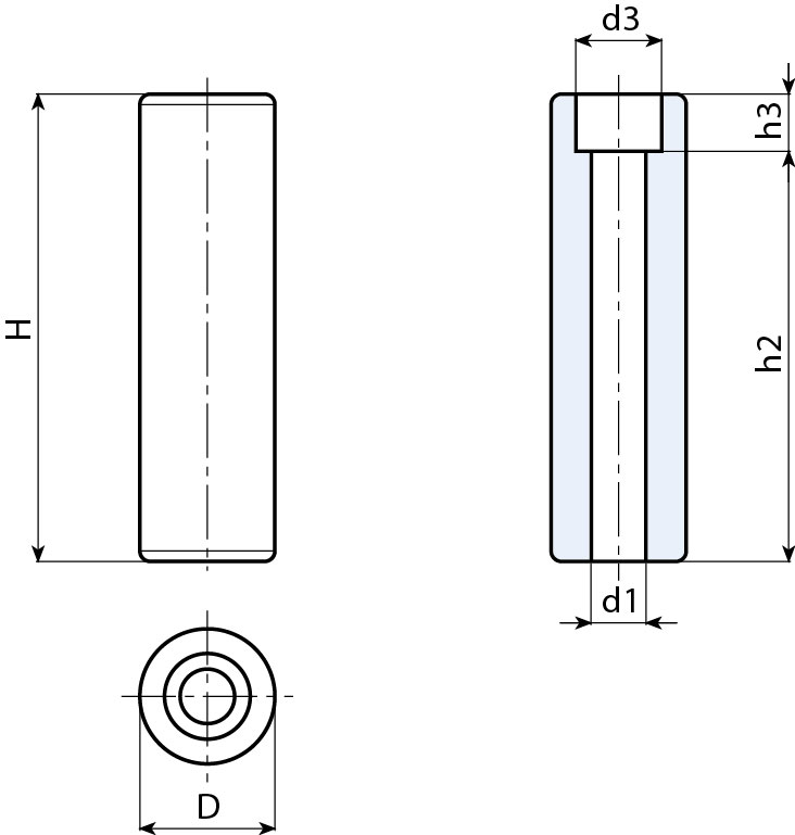 Leschhorn M141 Zylindergriffe  H 80; Bohrung d1 10,5; Kunststoff PA, schwarz - Boteco M141 Zylindergriffe