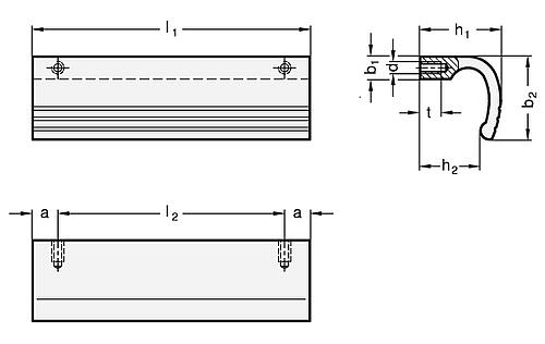 Ganter 730-110-BL Griffleisten, Aluminium - GN 730 Griffleisten - Aluminium-Abbildung