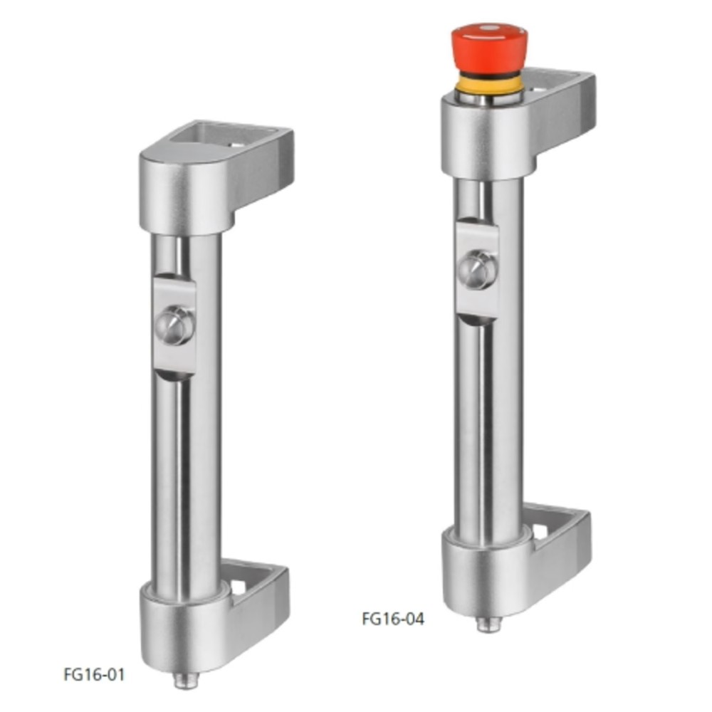 Leschhorn FG16-04S.200.36 Edelstahl Funktionsgriffe A 200, 1 Not-Halt (2 Öffner), 1 Drucktaster (Schließer), Edelstahl 1.4301,  (1 emergency stop, 1 push button) - LE FG16-01 und FG16-04 Edelstahl Funktionsgriffe mit NOT-Halt Schaltfunktion
