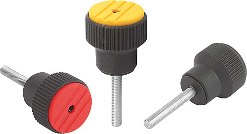 Norelem 07125-2066X30 DREHMOMENT RÄNDELKNOPF GR.2  M6X30, DECKEL VERKEHRSROT - Norelem 07125-AG Drehmoment Raendelknoepfe mit Aussengewinde