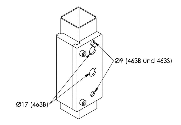 AMF 463B Bohrschablone, für Rohrprofile: 40, 50, 60 mm - LE 463B Bohrschablone -Anwendung