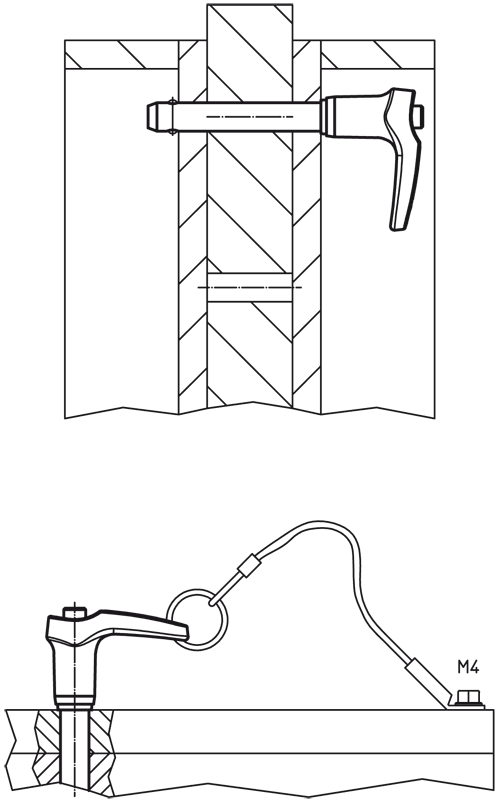 Halder 22350.0174 Kugelsperrbolzen selbstsichernd  mit L-Griff Ø 12 x 70, rostfreier Stahl 1.4542 - Kugelsperrbolzen Kugelsperrbolzen - selbstsichernd - mit L-Griff - Durchmesser 5 x 15 - rostfreier Stahl