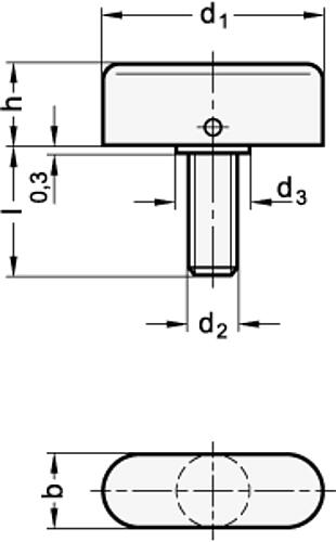 Ganter 431-25-M6-16 EDELSTAHL FLÜGELSCHRAUBE - GN 431 Fluegelschrauben - Edelstahl-Skizze