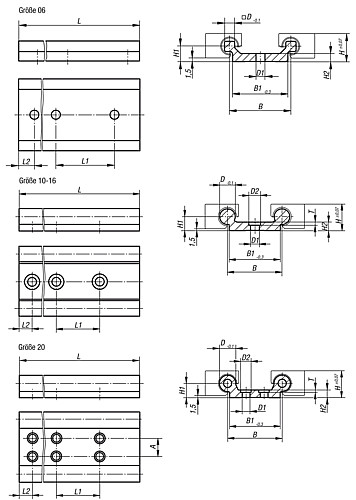 Norelem 21240-20630X3000 FÜHRUNGSSCHIENE DRY LIN® W DOPPELT, L=3000 MM, L2=30 MM, ACHTUNG!! ÜBERLÄNGE, SPEDITION!! - Norelem 21240 Fuehrungsschienen Drylin W doppelt