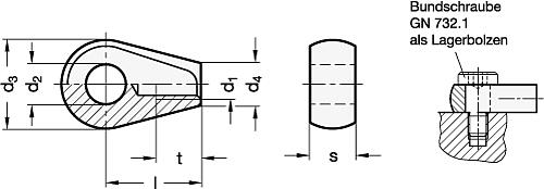 Ganter 444.2-M12-16 AUGENMUTTER - GN 444-2 Augenmuttern - Stahl-Skizze