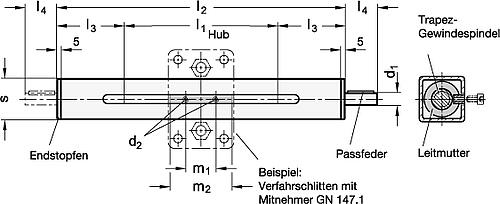 Ganter 291.1-30-100-L1-NI Vierkant Lineareinheiten, Stahl, Edelstahl - GN 291-1 Vierkant Lineareinheiten - Stahl - Edelstahl-Skizze