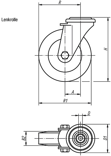 Norelem 95010-05018 Lenkrolle - Norelem 95010-L Lenkrolle