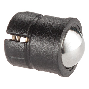 Halder 22080.0710 Federndes Druckstück glatte Ausführung mit Bund und Kugel, selbstklemmend Ø 10  Hülse aus Thermoplast, Kugel  aus rostfreiem Stahl - Federnde Druckstuecke Federndes Druckstueck - glatte Ausfuehrung - mit Bund und Kugel