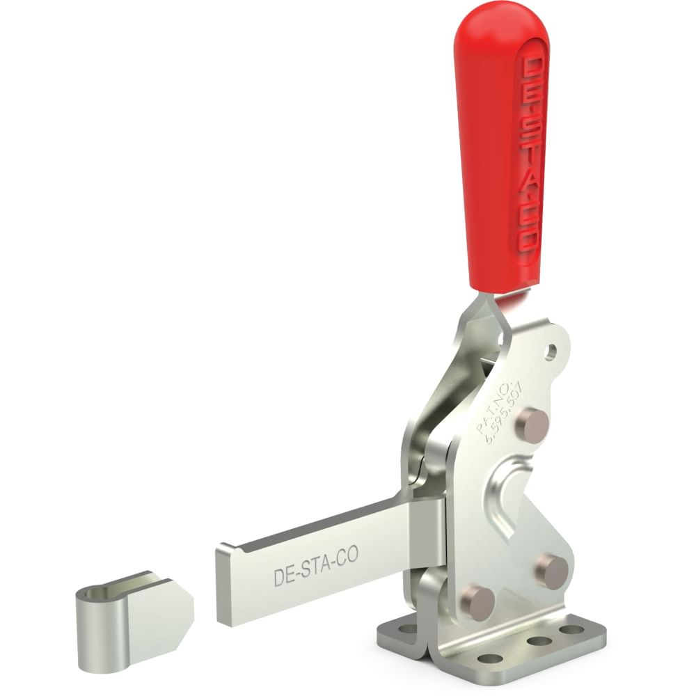DESTACO 2007-S Vertikal-Kniehebelspanner Haltekraft 4500 N, Öffnungswinkel 80° - DESTACO-2007-S-Vertikal-Kniehebelspanner-S-Massiver-Spannarm-Fuss-abgewinkelt