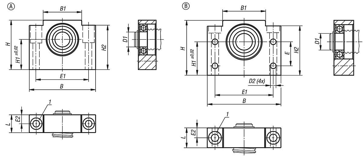Norelem 24078-017 LOSLAGEREINHEIT GR.17, IN BLOCKAUSFÜHRUNG - NLM 24078 Loslagereinheiten in Blockausfuehrung - Massblatt