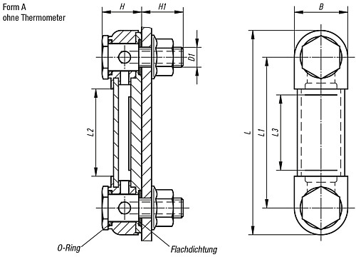 Norelem 28000-1076 ÖLSTANDSANZEIGER, D1=M10, L1=76, FORM A - Norelem 28000-A Oelstandsanzeiger Form A