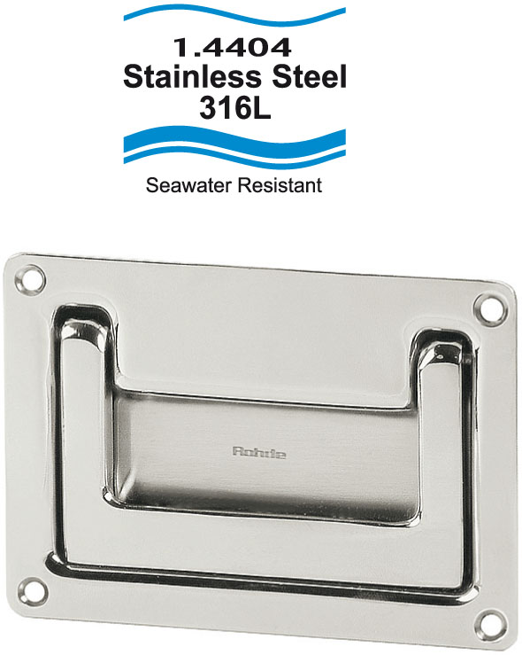 Leschhorn SWEE-03-118-A4   Edelstahl Klappgriffe A 118, Material: 1.4404, elektropoliert gebürstet - LE SWEE-03 Edelstahl Einbaugriffe seewasserbestaendig 1-4404