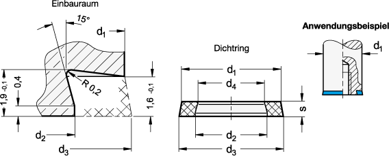 Ganter 7600-10-6-2-EPDM-85  Dichtringe, Hygienic Design, d1: 10, d2: 6, s: 2 - GN 7600 Dichtringe - Hygienic Design - Massblatt