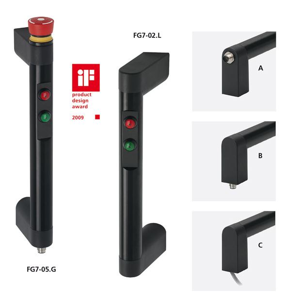 Leschhorn FG7-02.GC220.04   Funktionsgriffe Anschluß C gerade, A 220,  Griff mit 2 Taster - Leschhorn FG7 Funktionsgriffe - zwei Drucktaster - mit oder ohne Nothalt-Schalter - Anschlussoptionen ABC