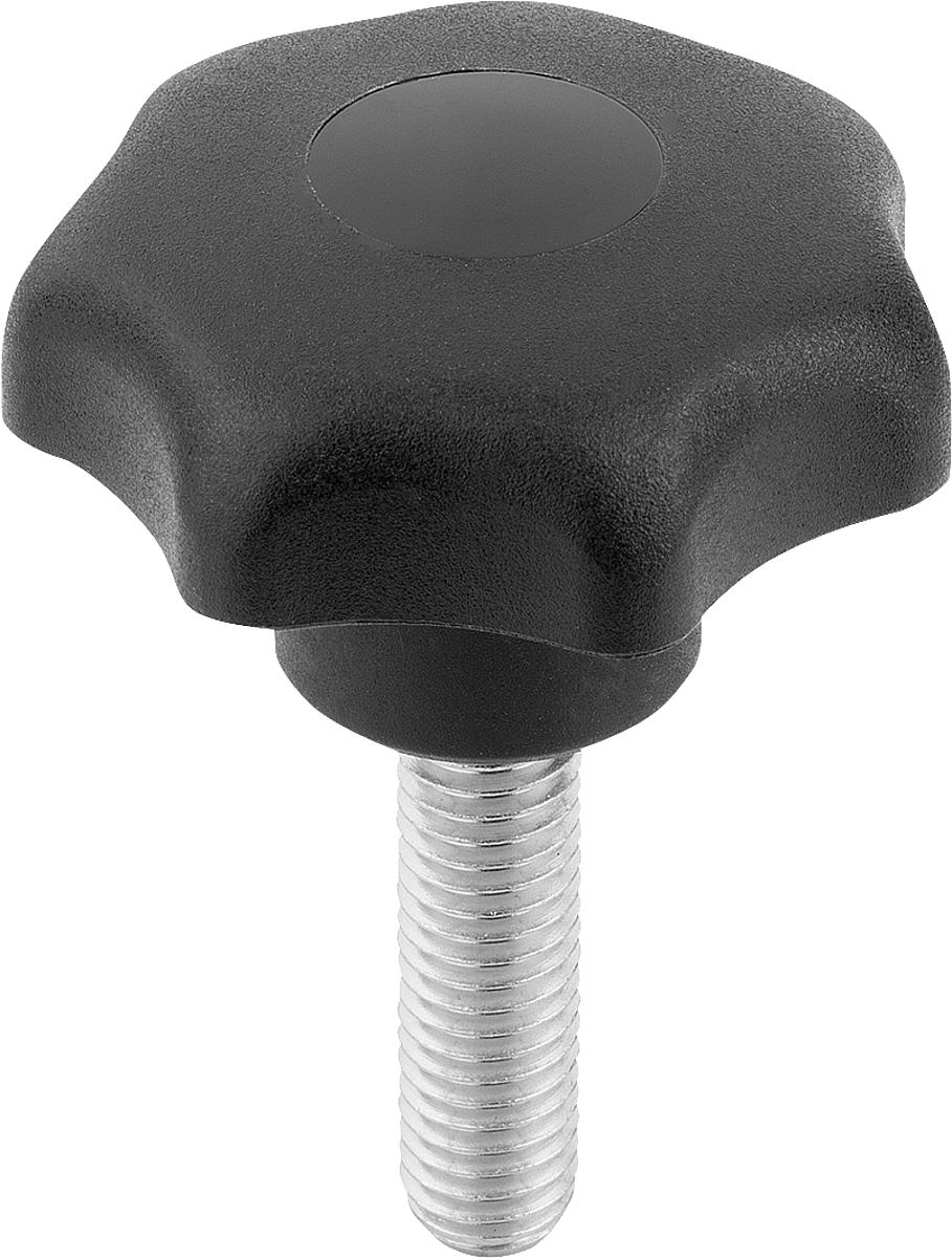 Norelem 06212-408X30 STERNGRIFF D1=40  M8X30       EDELSTAHL, FORM L, DECKEL SCHWARZ - 06212-408X30 STERNGRIFF D1 40  M8X30       EDELSTAHL - FORM L - DECKEL SCHWARZ