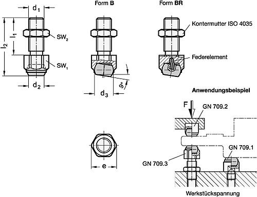 Ganter 709.35-13-M8-B Edelstahl Pendelelemente, einstellbar - GN 709-35 Edelstahl Pendelelemente - einstellbar-Abbildung
