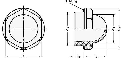 Ganter 546-15-G3/8 ELESA OELSCHAUGLAS - GN 546 Oelschauglaeser ohne Markierungsring - Kunststoff-Skizze