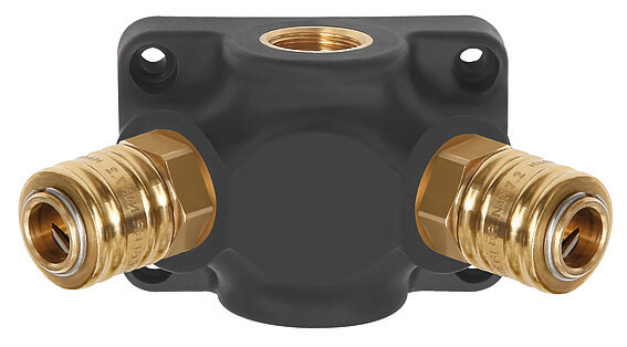 RIEGLER EVDK34-2 Endverteilerdose o. Durchgangsgewinde, 2 Stand.kuppl. NW7,2, G3/4 - LE71512 EVDK12-2 Verteilerdosen mit Schnellverschlusskupplung NW 7 2 - Messing blank