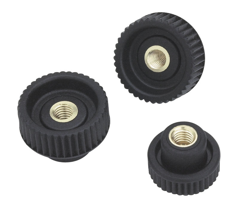 Leschhorn H765 Rändelmuttern  D 15; d 10,5; Gewinde d1 M4; Kunststoff PA, schwarz, - Boteco H765 Raendelmuttern