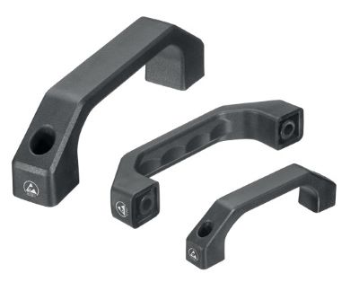 Leschhorn RG-1N.160.ESD Bügelgriffe für Nassbereich, Kunststoff (PA 6), A 160 Polyamid schwarz mit Schrauben - Leschhorn RG Kunststoff Griffserie fuer ESD Schutzzonen