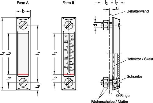 Ganter 650-127-A ELESA OELSTANDSANZEIGER - GN 650 Oelstandsanzeiger - Kunststoff - Schraube Stahl-Skizze