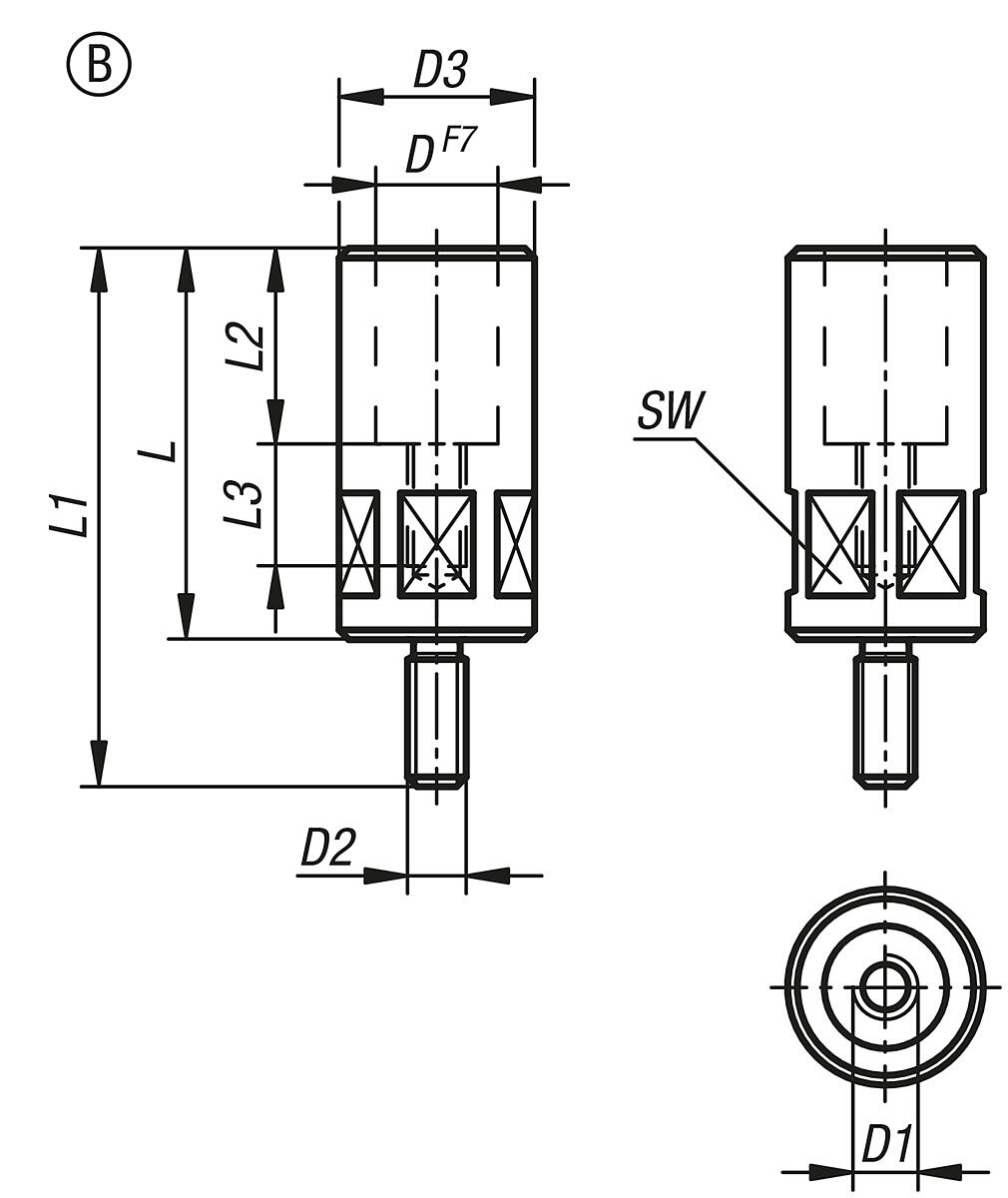 Norelem 04375-10063 SPANNHAKENAUFNAHME  M10 - NLM 04375 Spannhakenaufnahmen - Massblatt