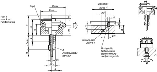 Norelem 03158-0101203 ZENTRIERSPANNER FORM A, - Norelem 03158-A Zentrierspanner ohne Schutz