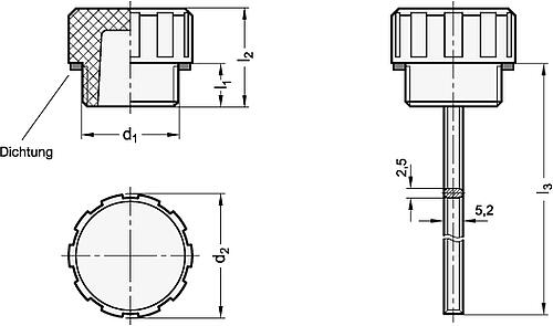 Ganter 548.1-G1-A ELESA EINFÜLLDECKEL - GN 548-1 Einfuelldeckel - Kunststoff-Skizze