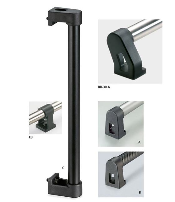 Leschhorn RR-20.250.63  Anlagen- und Maschinenbaugriffe, A 250,  Kuststoffüberzug, Typ B, komplett montiert Schenkel schwarz / Rohr Ø 20 mm geriffelt - Leschhorn RR-30 Anlagen- und Maschinenbaugriffe