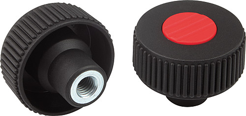 Kipp K0260.2105 NOVO.GRIP RÄNDELRAD  GR.1  FORM K, D=40  M5, DECKEL SCHWARZGRAU - KIPP K0260-K Raendelraeder mit Innengewinde - Form K