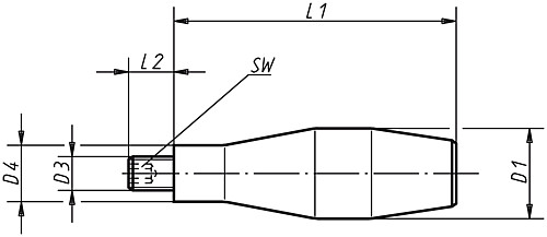 DIN 39 ähnlich, 06311-16 FEST. BALLENGRIFF, GERADE FORM, M6, D1=16, L1=52 - Norelem 06311 Feste Ballengriffe gerade Form - aehnlich DIN 39