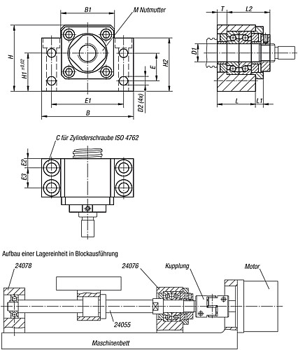 Norelem 24076-012 FESTLAGEREINHEIT GR.12, IN BLOCKAUSFÜHRUNG - Norelem 24076 Festlagereinheiten in Blockausfuehrung