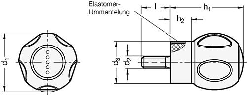 Ganter 675-43-M10-20 SOFTLINE KUGELGRIFFSCHRAUBE, SCHWARZGRAU - GN 675 Softline Kugelgriffschrauben - Kunststoff-Skizze